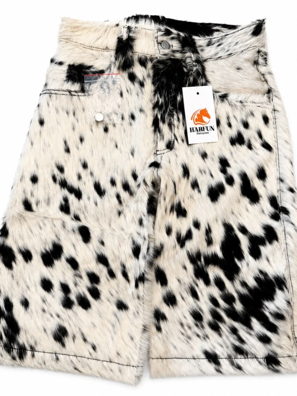 Hairy Cowhide Leather Cowboy Shorts | Handmade Biker Streetwear Shorts